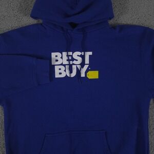 Best Buy Hoodie Mens XL Blue Sweatshirt Employee Uniform Work Fleece Graphic